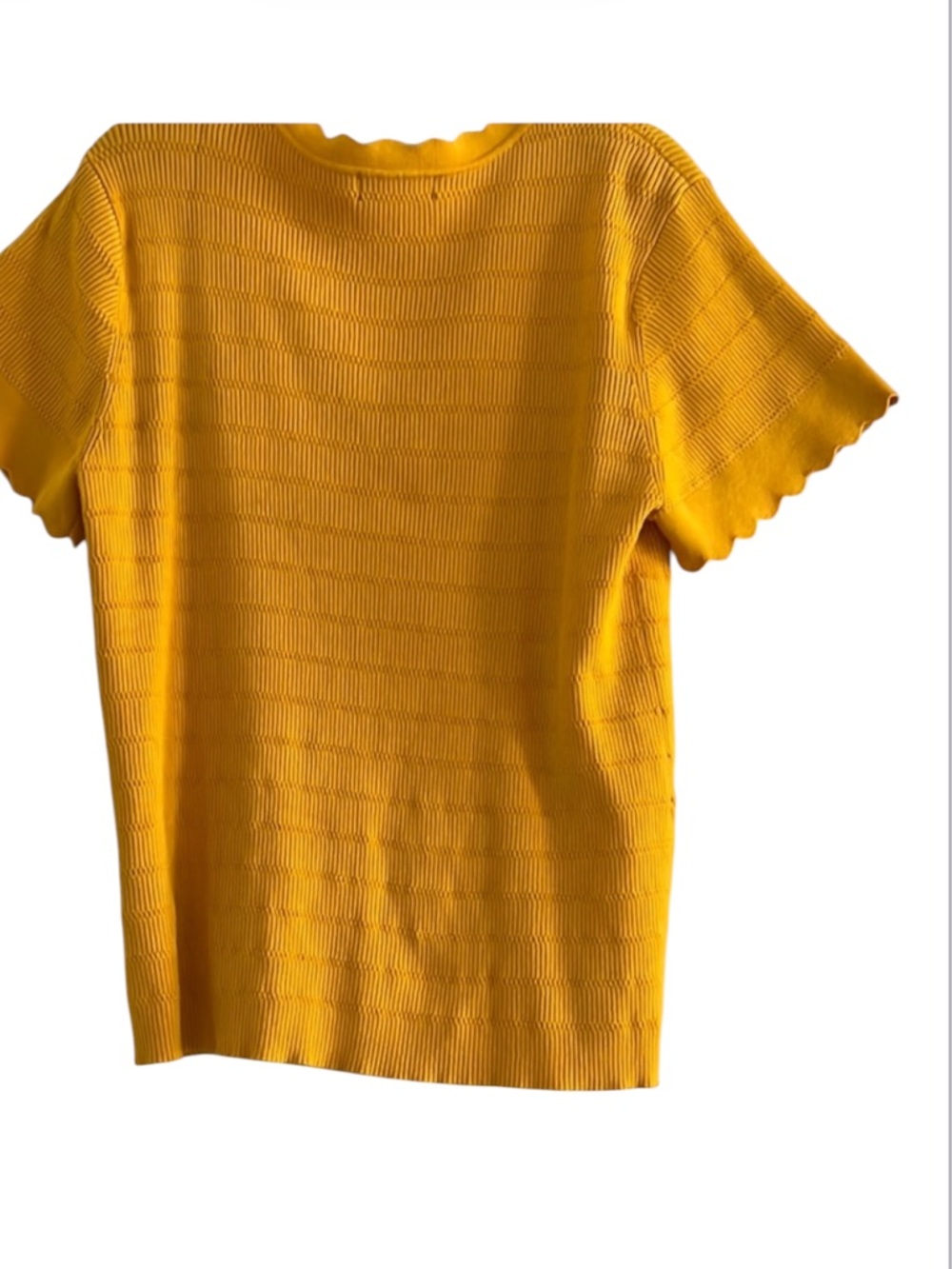Karl Lagerfeld Paris Marigold Short Sleeve Scalloped Trim Sweater Size XL - Picture 4 of 12